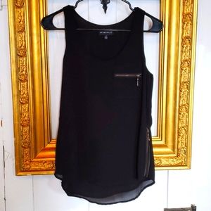 My Michelle Black Zipper Accent Hi-lo Top